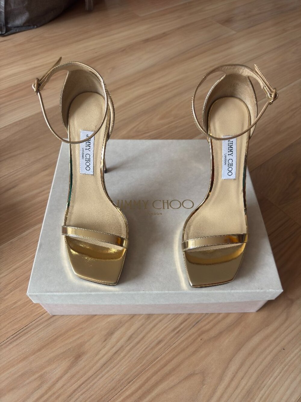 Jimmy Choo Alva 120 Metallic Gold Platform Sandals - US 10